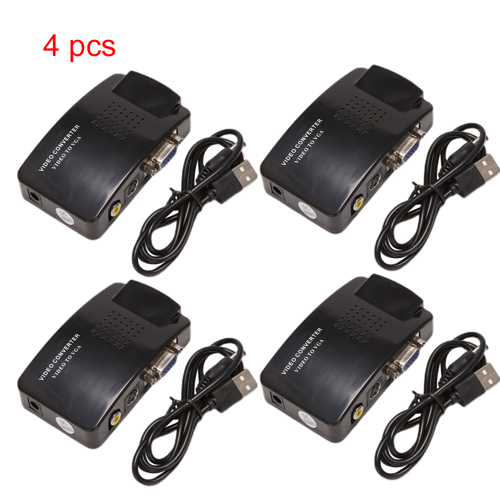 Av Naar Vga Adapter Rca Vga Converter Pc Rca Composiet S-Video Av Ingang Naar Pc Vga Lcd Output Converter Schakelkast: Goud