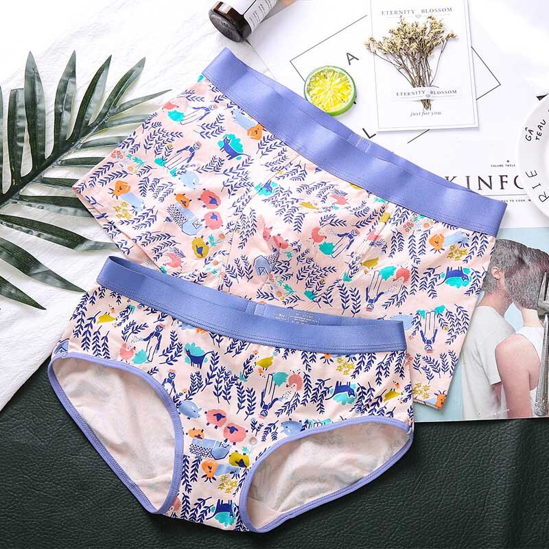 Par de ropa interior jóvenes hombres de algodón de impresión con personalidad Boxer Shorts transpirable hombre Calzoncillos hombre Cueca Calzoncillos: Man XXXL Women XL