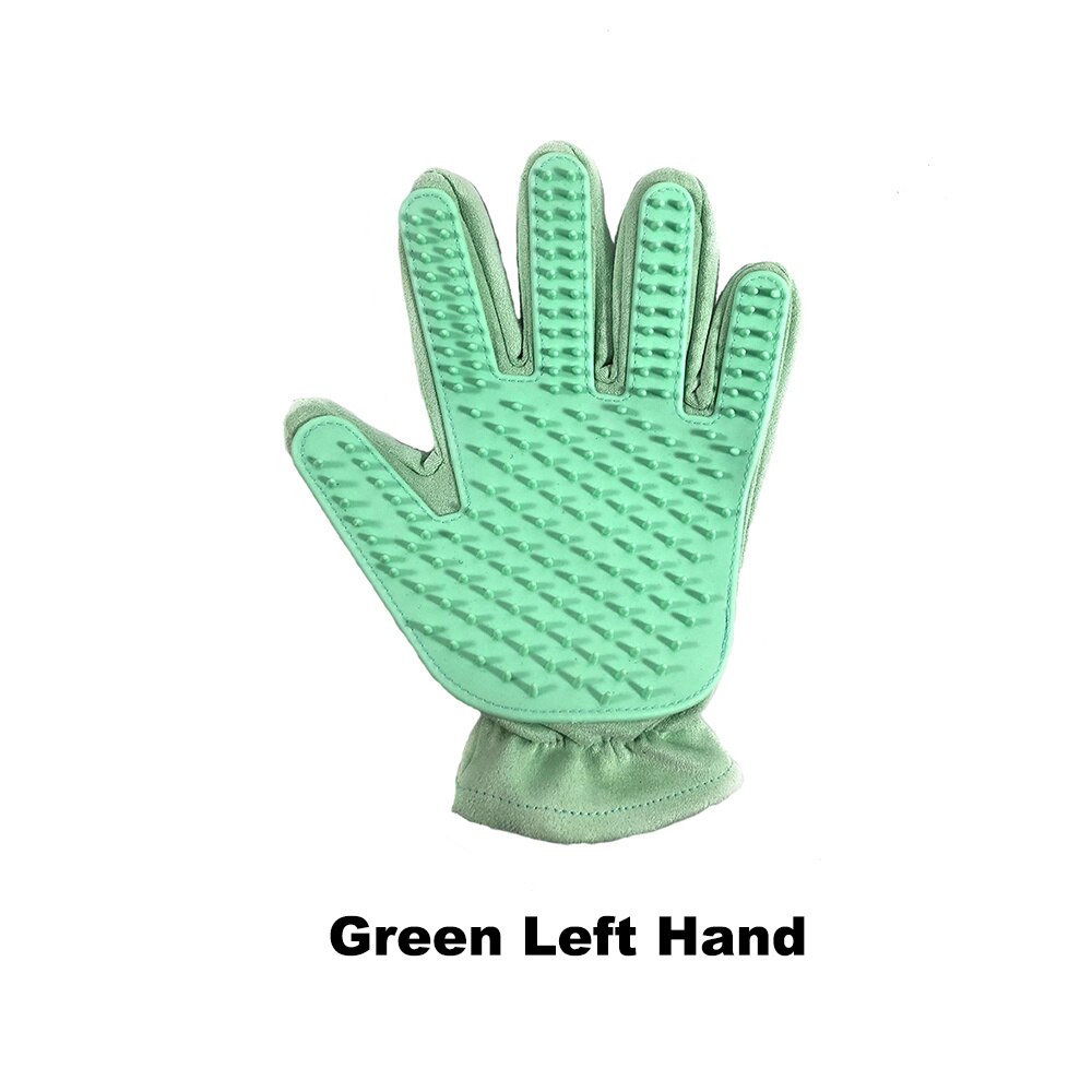 Katze Pflege Handschuh für Katze Kamm für Haar Kardieren Gute für Katzen Zubehör Produkte für Haustiere Salon Pinsel Gatos Accesorios: verdicken Grün links