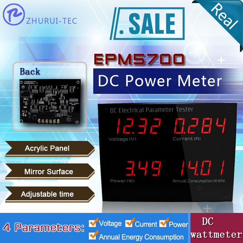 Zhurui epm 5700 digital panel dc wattmätare / 12v effekt / dc elektrisk parametertestare