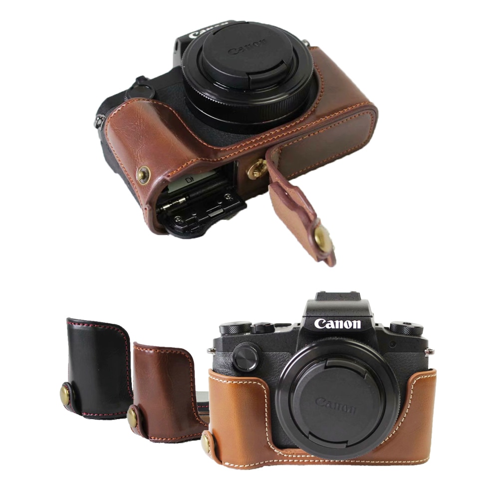 Étui demi-coque en cuir pour appareil photo, étui de protection pour Canon PowerShot G1X Mark III G1XIII G1X3, ouverture de la batterie
