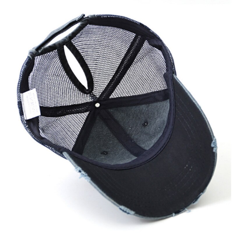 Mulheres Verão Chapéu Patchwork Angústia Messy Bun Rabo de Cavalo Chapéu Do Camionista da Malha Lavado Boné de Beisebol do Hip Hop Feminino Verão Chapéu Snapback