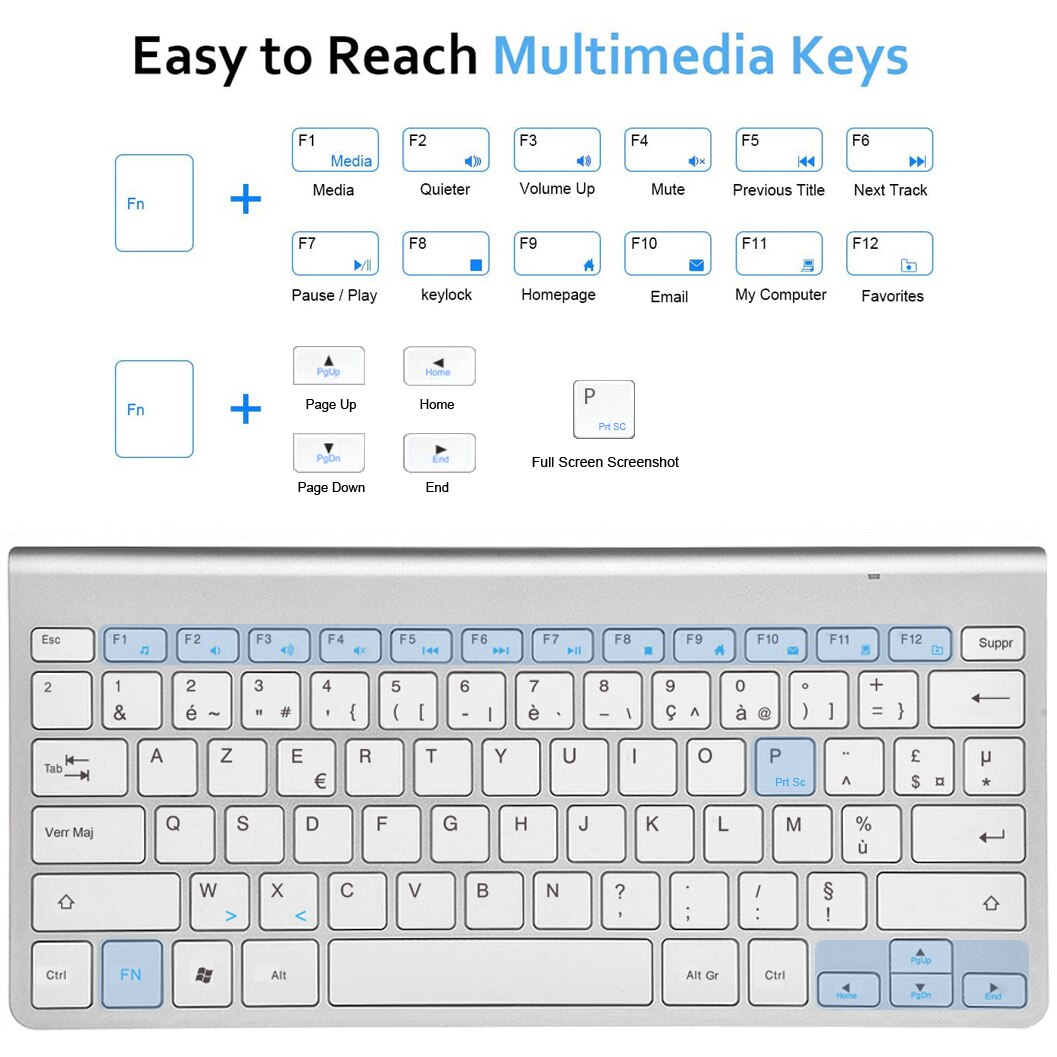 Francês azerty layout teclado sem fio mouse combo pequeno teclado portátil mouse sem fio para computador portátil desktop computador viagem de negócios