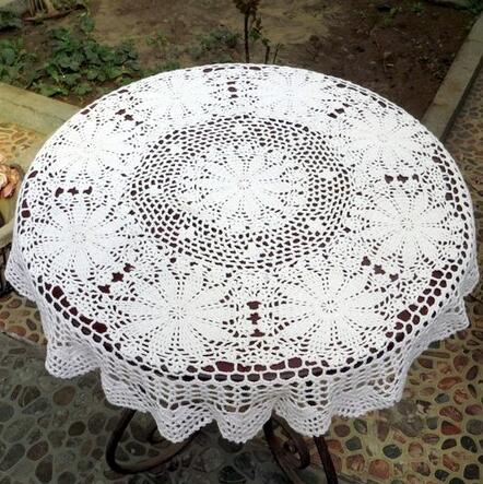 Nappe de Table ronde en dentelle Crochet à la main, nappe en coton blanc, décoration de mariage maison, tricot à fleurs, couverture Beige blanc