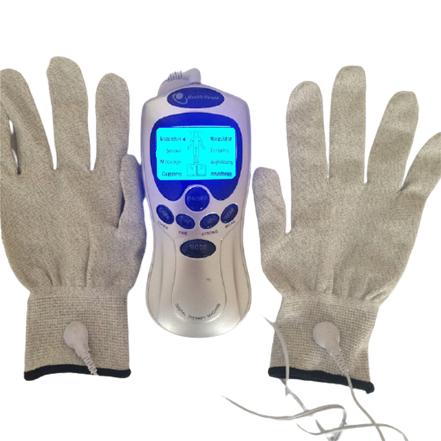 Elektronisk pulsterapi massage med ledende elektrodehandsker fysioterapi 10-enheder fodmassage hjemmesko: Kongeblå
