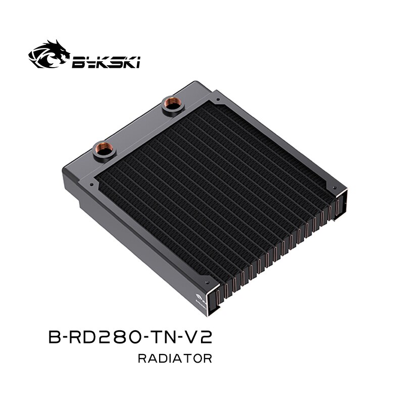 Bykski 28mm tyk kobber + messing 280mm computer vandudledning væske varmeveksler metal radiator til 140mm blæsere  g1/4 ''