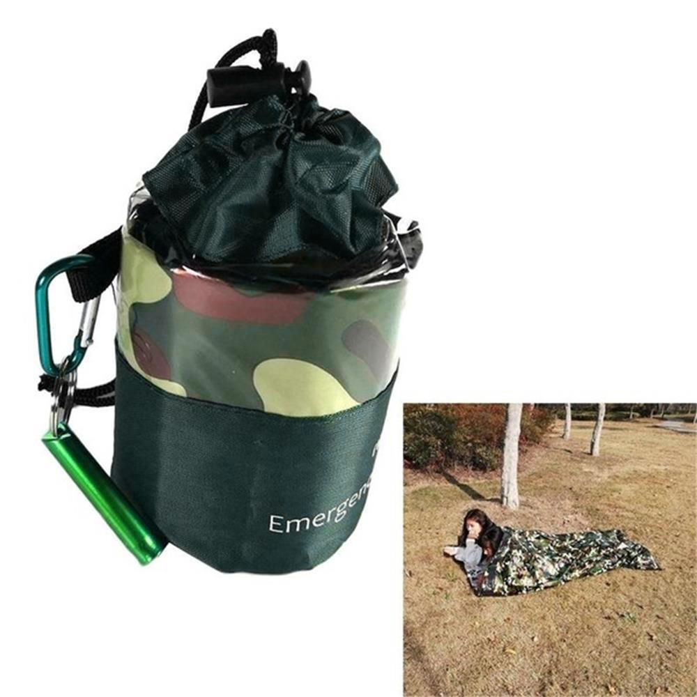 Saco de dormir de emergencia ultraligero, manta de rescate impermeable, para acampar al aire libre, senderismo, térmico, mantiene el calor, portátil