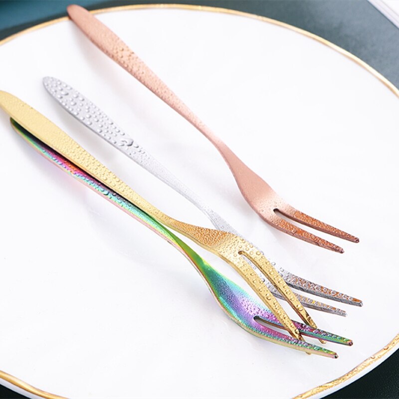 Widelec robić owoców ze stali nierdzewnej kolorowe przekąnarty deser ciasto widelce sałatkowe impreza stołówka sztućce narzędzia kuchenne вилка столовые приборы