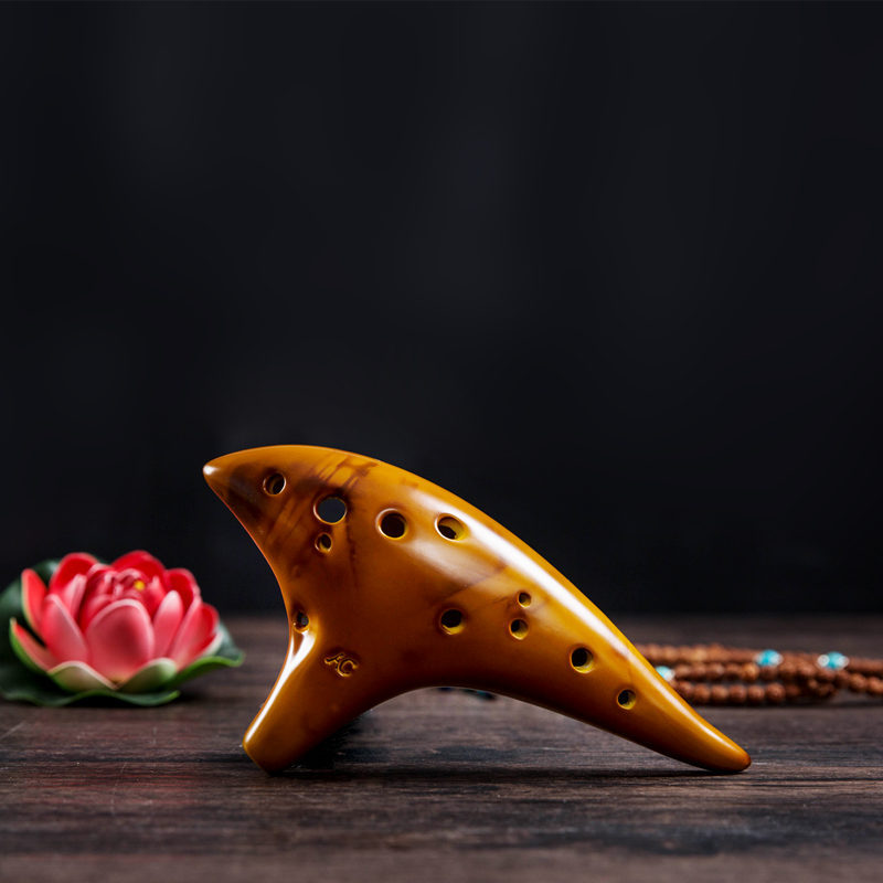 Ocarina klassisk 12 huller ocarina alto c musikinstrument lyse glasur keramik træblæsere