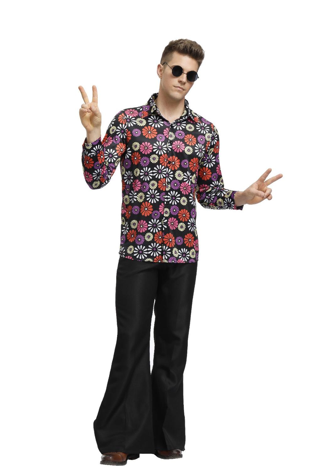Men Retro 70s Disco Hippie Costume Halloween Carnival Party Disco Enthusiast Cosplay Fancy Dress