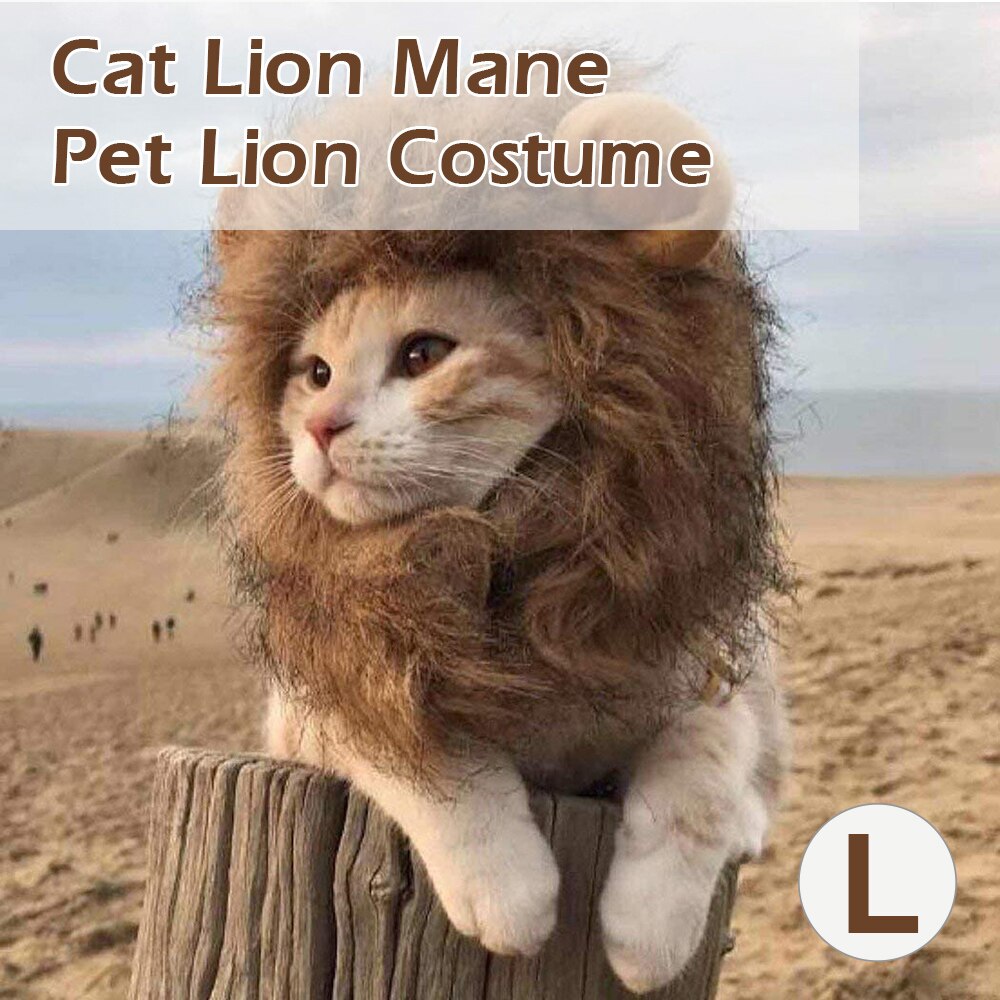 Funny Cute Pet Cat Costume Lion Mane Wig Cap Hat For Cat Dog Halloween Christmas Clothes Fancy Dress With Ears Pet Clothes