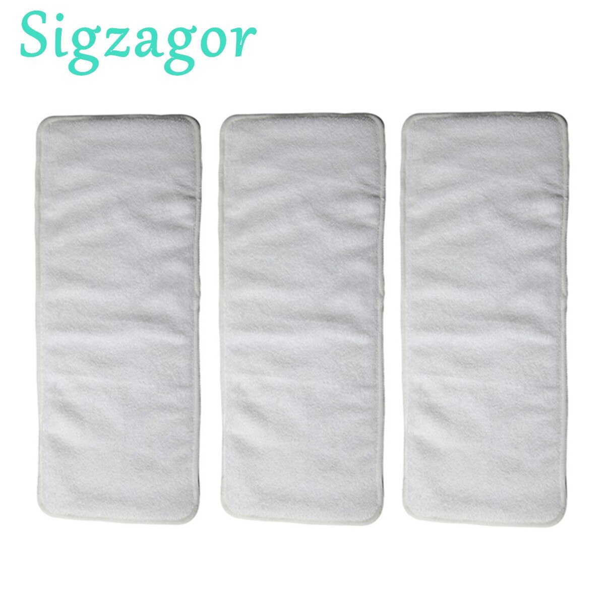 [Sigzagor] 3 Adult Diaper Inserts Incontinence Disable Washable Reusable Cloth Diaper Nappy Liner Big Microfiber,4 Layer 20x49cm