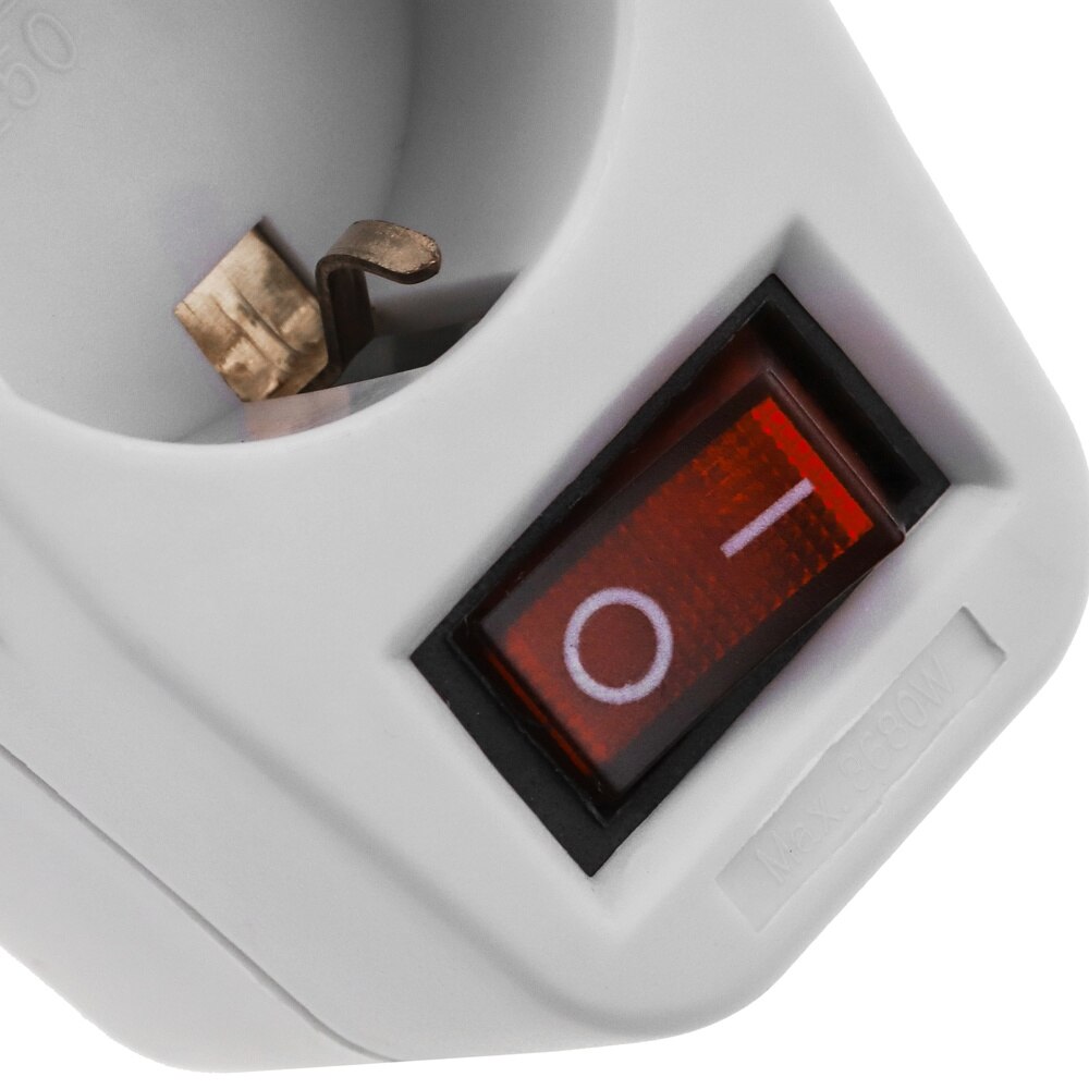BeMatik – prise schuko blanche 220v ac avec interrupteur