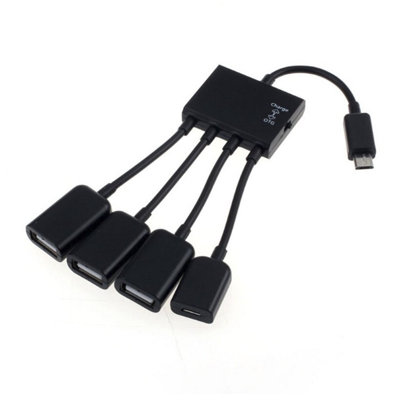 Otg 3/4 port micro usb strømopladningshub kabel spliter stik adapter til smartphone computer tablet pc datakabel: 4 port