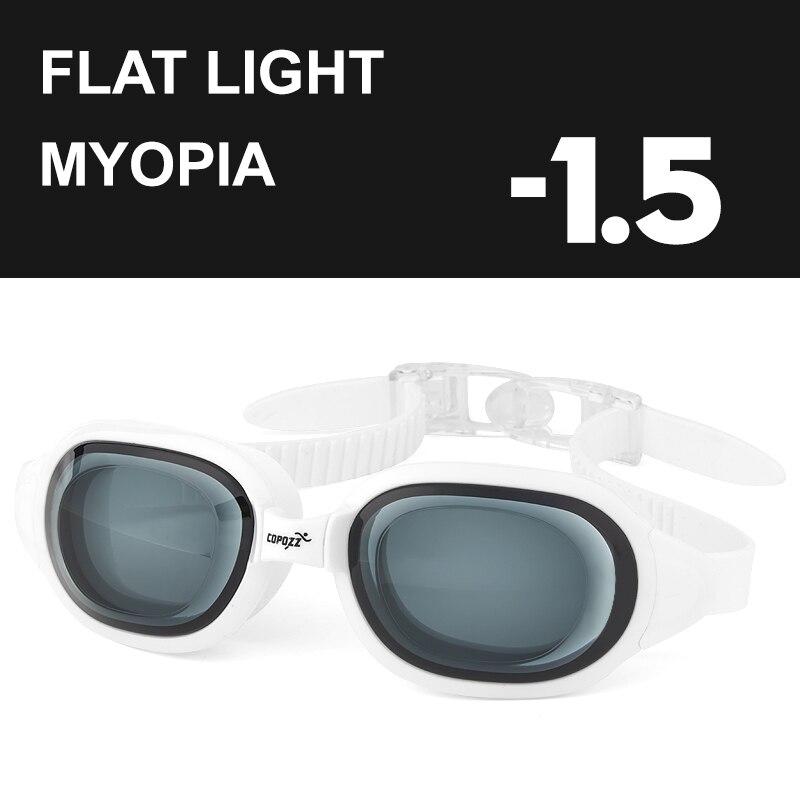 COPOZZ Swimming Goggles Myopia 0 -1.5 to -7 Men Women Anti fog UV Protecion Waterproof Swimming Glasses Diopter Swim Eyewear: Myopia White -1.5