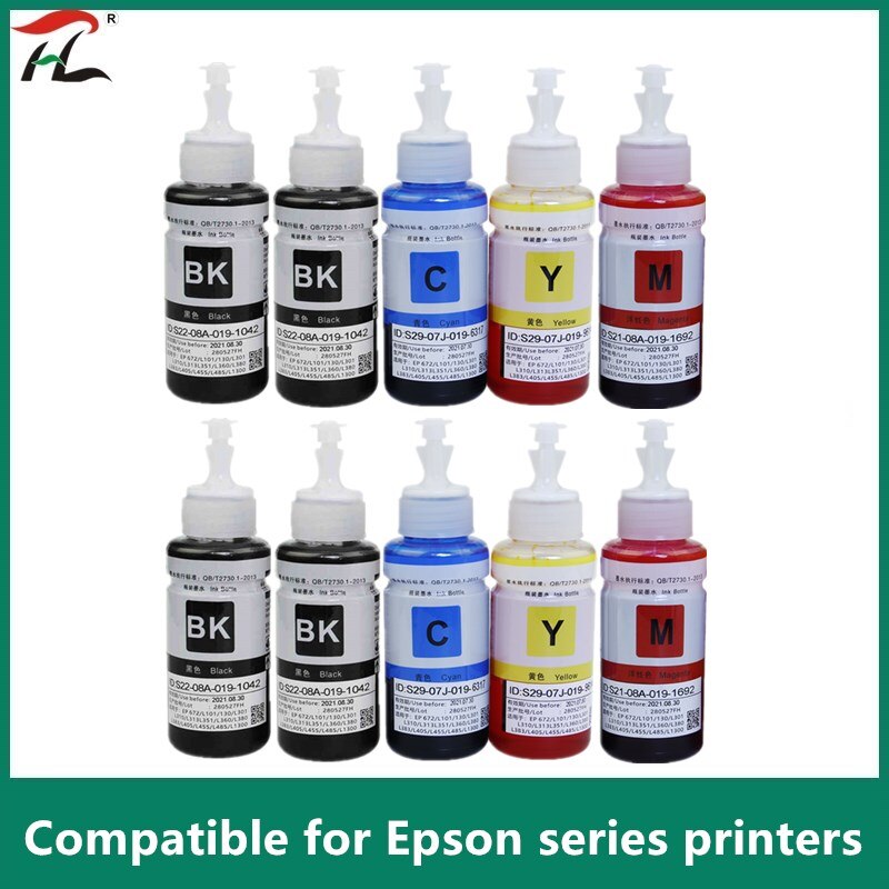 Kit di Ricarica di Inchiostro della tintura per Epson L100 L110 L120 L132 L210 L222 L300 L312 L355 L350 L362 L366 L550 L555 l566 stampante di Trasporto libero: 10PK