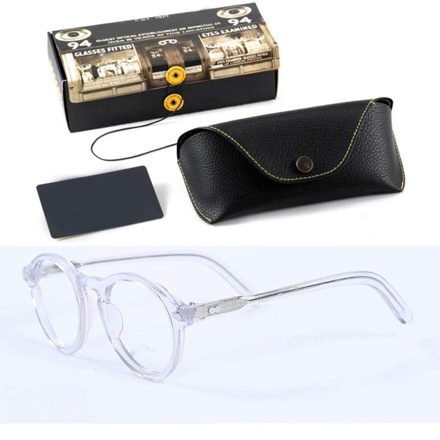 Armação de óculos ópticos para homens e mulheres, óculos vintage johnny depp, armação de óculos de acetato para computador, lentes transparentes: Rosa