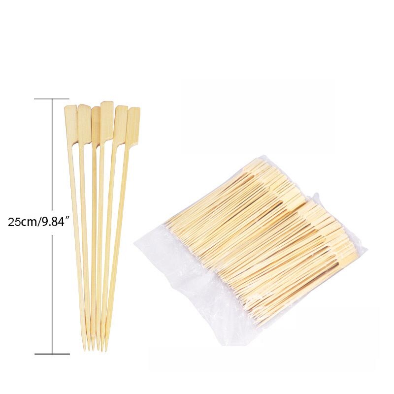 Bamboe Spiesjes Peddel Sticks Bbq Grill Kebab Barbeque Fruit Tandenstokers Party Restaurant Benodigdheden Outdoor Gereedschap 25Cm X 3Mm 200Pcs