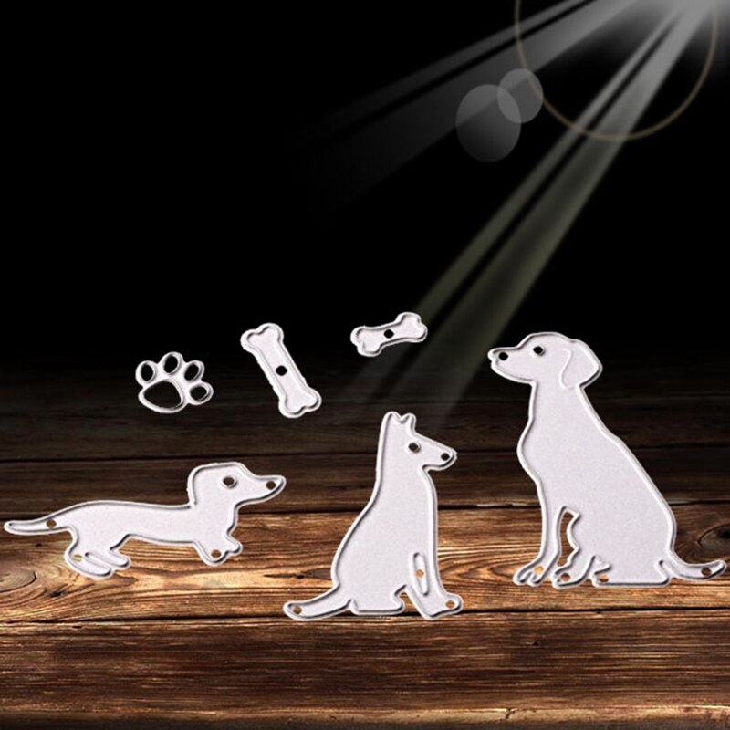 1 setti lovey dogs metallinleikkausmuotit stensiilit tee se itse koiran jalanjälki luu albumi askartelu kohokuviointi leikkausleikkaus meistit paperinleikkausmallit