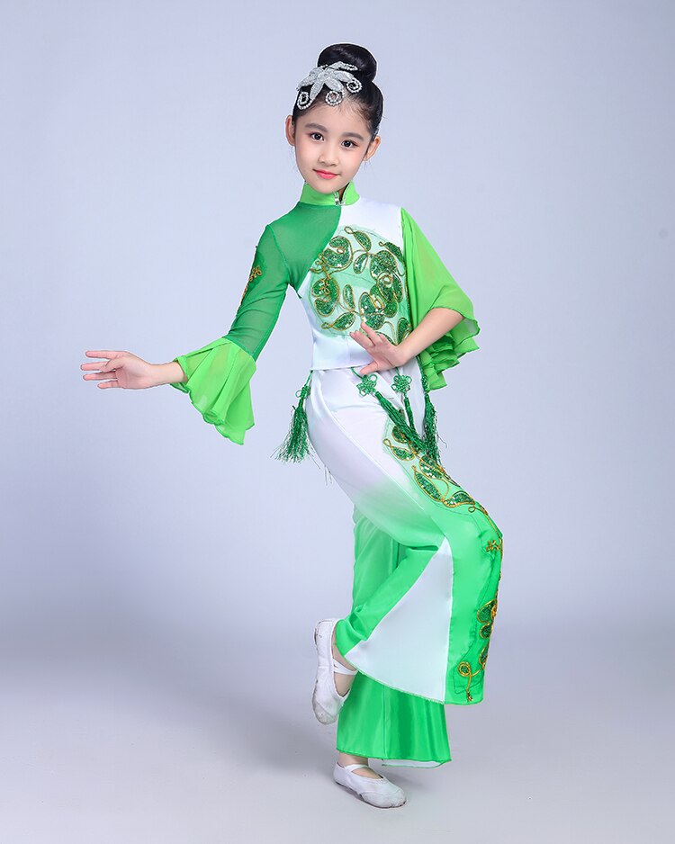 Traje de baile nacional de la etapa de paraguas de la danza clásica de las muchachas de la danza tradicional china: XXL