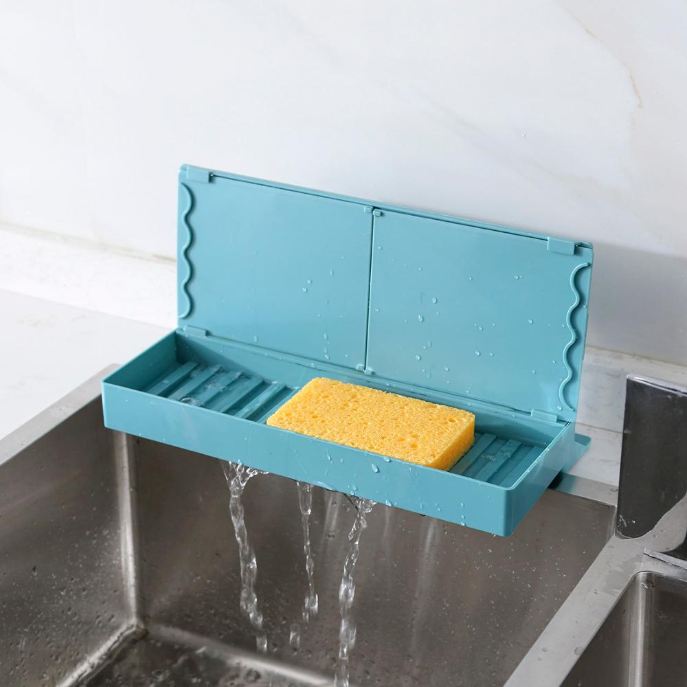 1Pc Kitchen Sink Water Baffle Splash Blocker with Soap Dish Box Cute Splatter Screen Dishwashing Water Fender Sink Organizer