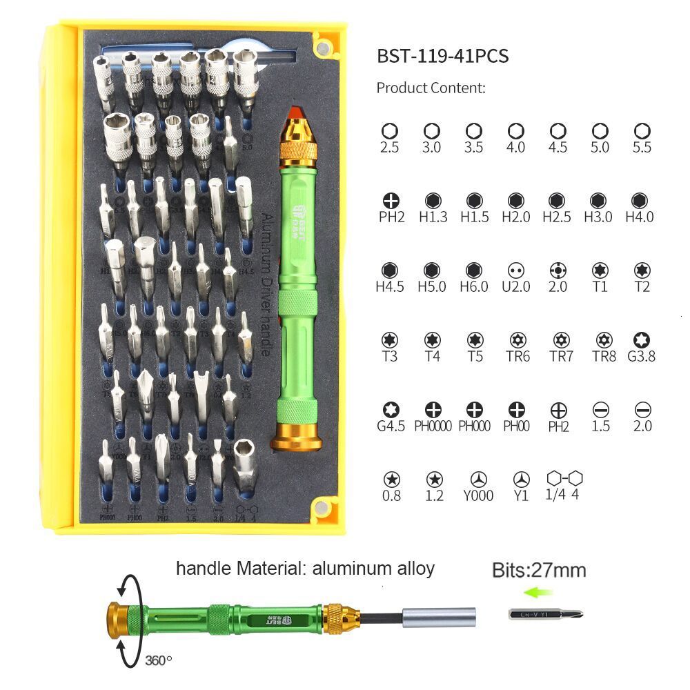 BST-119 Magnetic Precision Screwdriver Set Disassemble Repair Tool Set With Tweezers Spudger Prying For Laptop Mobile Phone