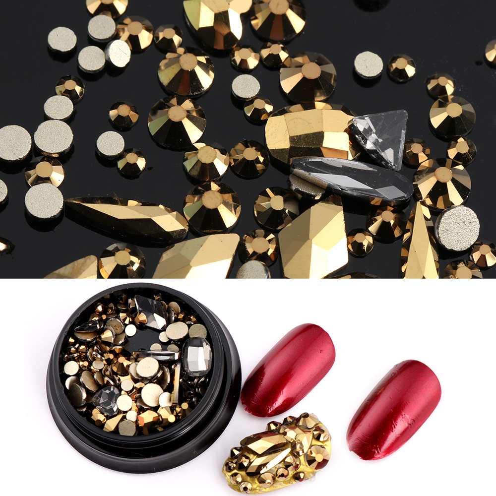 York Storm Gebroken Glas Steentjes Voor Nagels Gems Nail Art Rhinestones Mix Rhinestone 3D Nail Art Decoraties Stones Nail