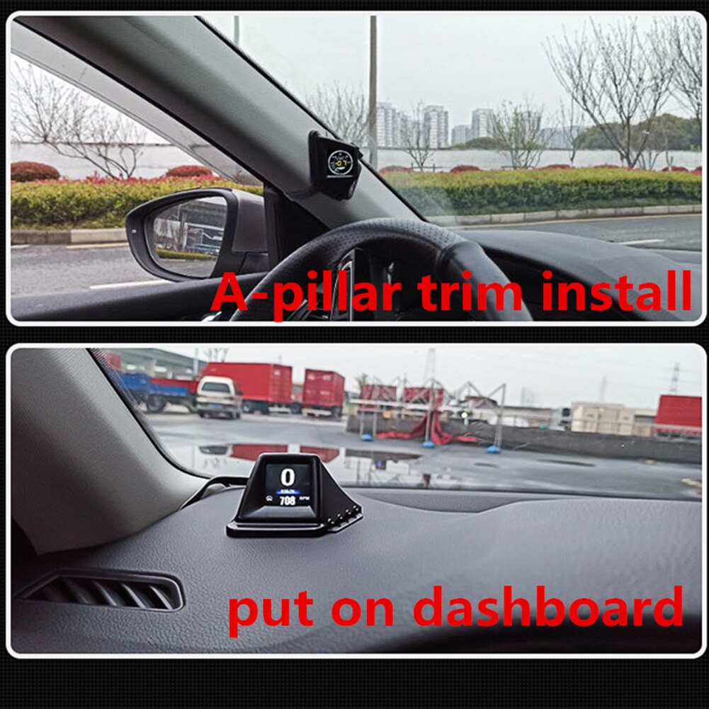 Bil ombordcomputer hud a-søjle trim dashboard obd 2 gps speedometer gauge til udendørs personlige bildele dekoration