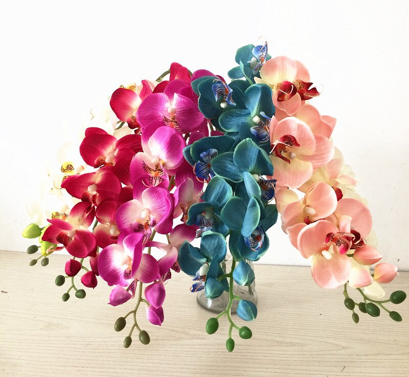 10p phalaenopsis orkide blomster 78cm kunstige simulerings orkideer hvit/rosa/fuchsia/lilla/grønn/blå farger for bryllupsblomst
