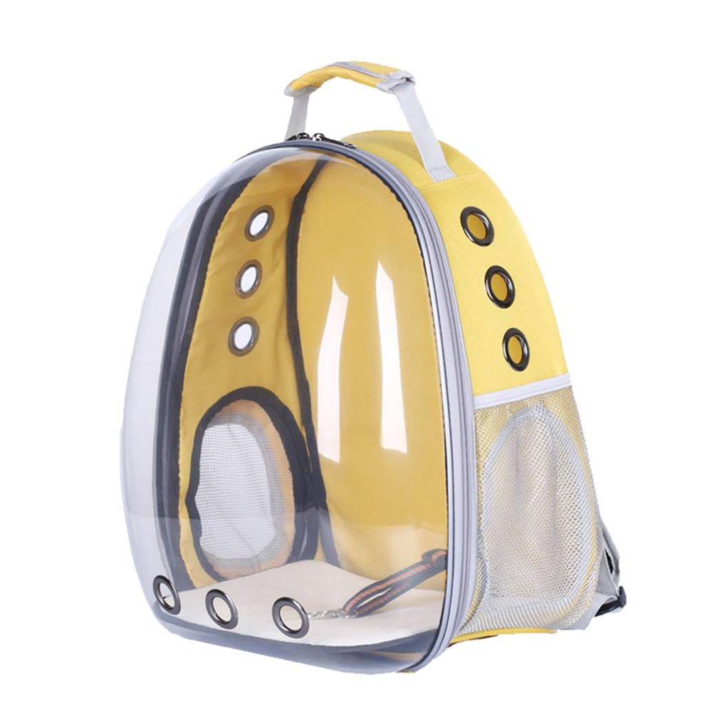 Full Transparent Space Pet Bag Cat Out Panoramic Three-Hole Breathable Portable Chest Shoulder Pet Bag: Yellow