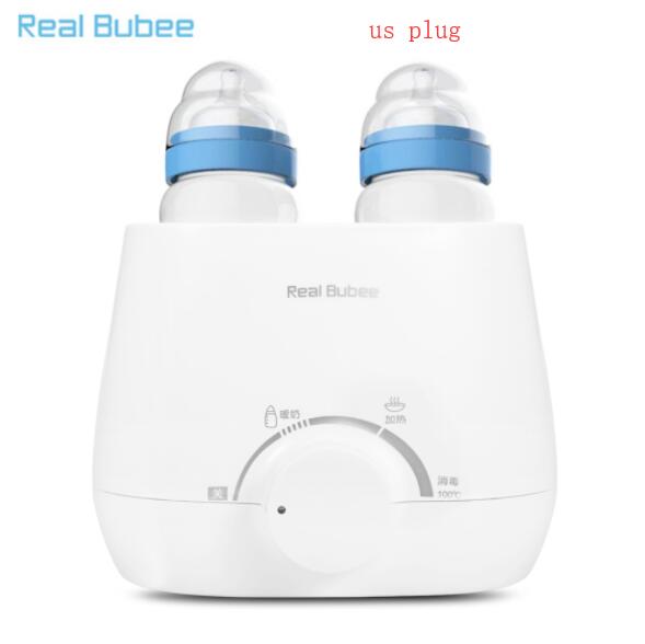 RealBubee 110V Electric Milk Food BPA Free Warmer Baby Feeding Double Bottle Sterilizer with 3 in 1 Function Mother Feeding Tool: White