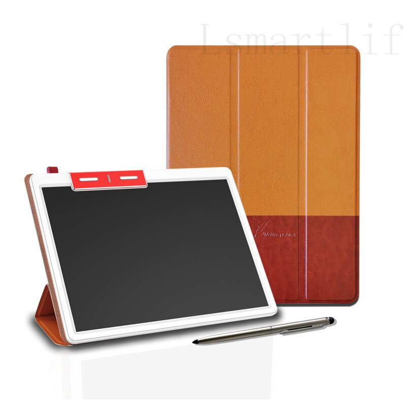10.1 Inch LCD Business Writing Tablet Portable Electronic Drawing Board One-Click Erasable Digital Handwriting Notepad: Single Brown Leather
