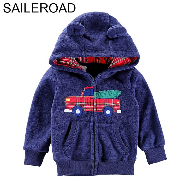 SAILEROAD Toddler Boy Jacket Coat Cartoon Truck Fleece Jacket for Boy Autumn Winter Kids Outerwear Clothing Little Child Clothes: 5T