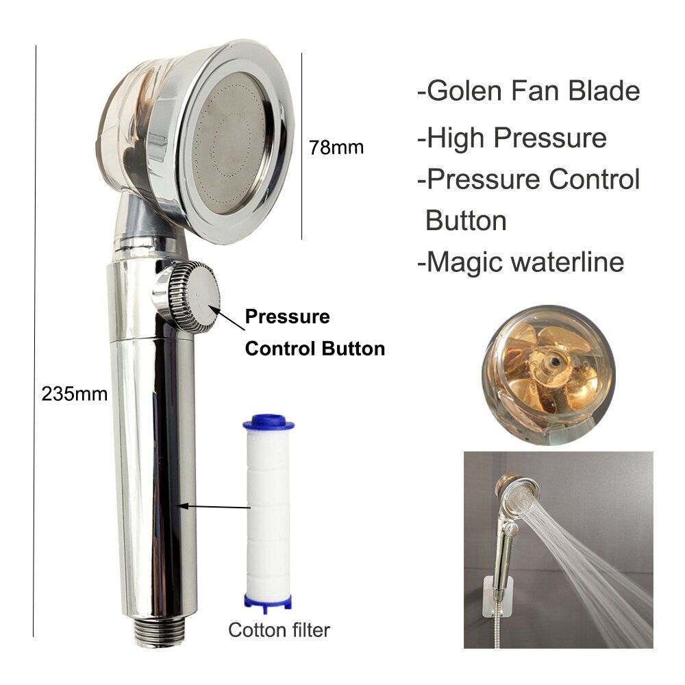 Pommeau de douche avec bouton d&#39;arrêt, économie d&#39;eau, haute pression, buse de pulvérisation, accessoires de salle de bain, nouveauté: New Shower 1