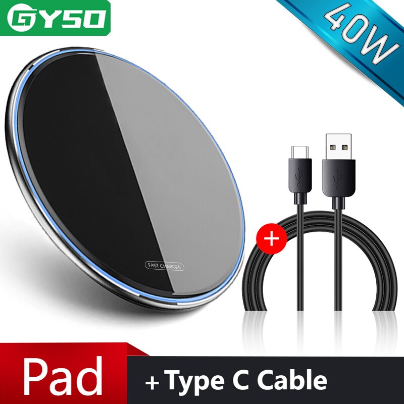 40W Qi Draadloze Oplader Voor Iphone 13 12 11 Pro Xs Max Snelle Wirless Opladen Voor Samsung Xiaomi Huawei telefoon Qi Lader Draadloze: A 40W Black