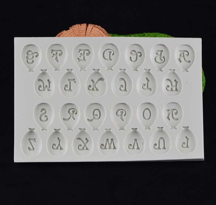 Inglese Alfabeto Muffa Della Caramella Della Candela Biscotto Della Muffa Della Colla stereo Palloncino Inglese Lettera Zucchero Candela Stampo FAI DA TE