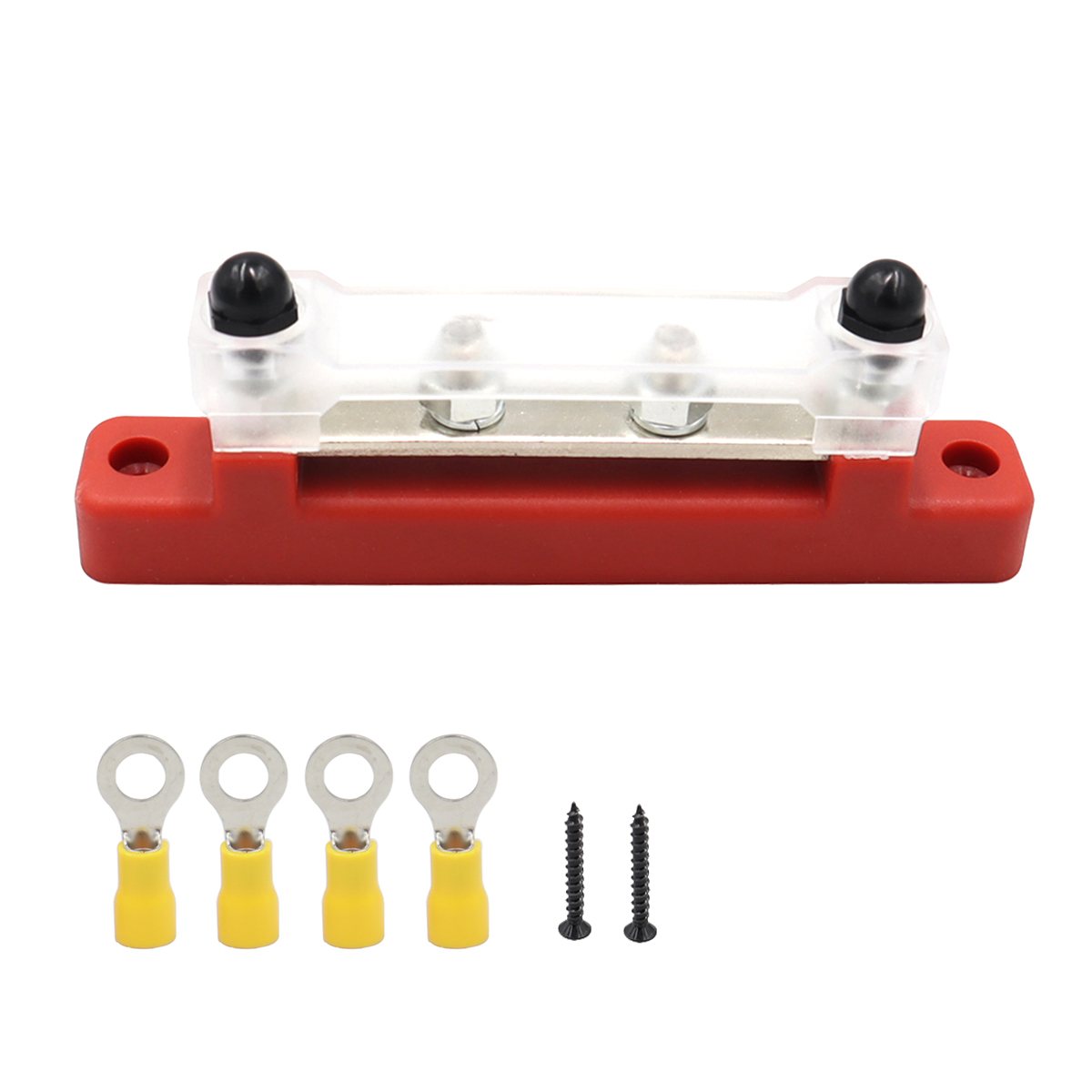4 Terminal Stroomverdeling Blok 48V 150A Bus Bar Klemmenblok Voor Caravan Vrachtwagen Boot Auto Camper Rv: Rood