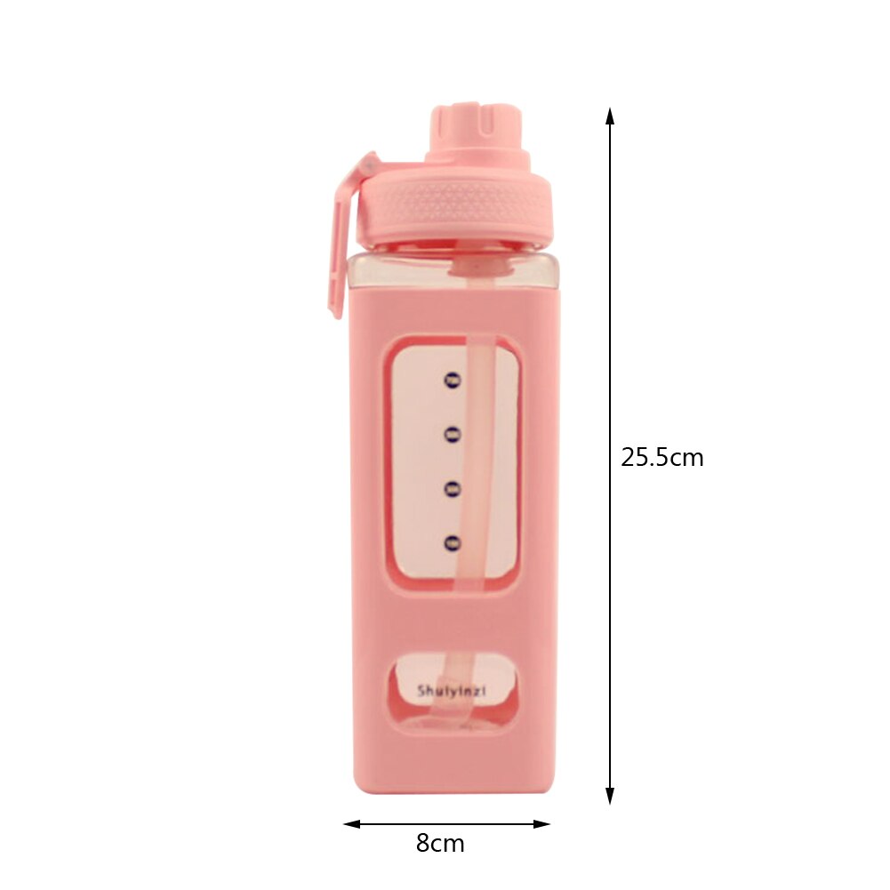 900ML transparent Platz Wasser Flaschen Kunststoff Reise Tee Saft Milch Tragbare Nette Shaker Trinken Flasche Kawaii schneiden: Rosa