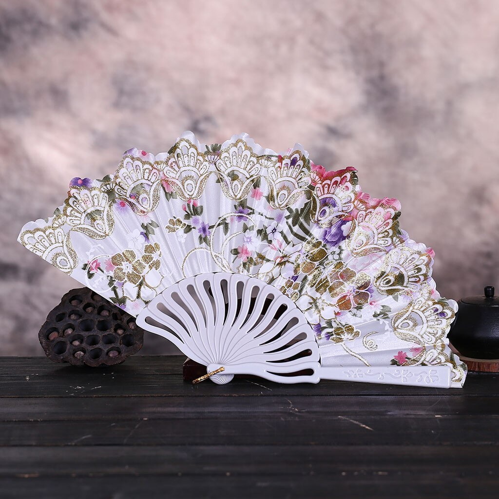 Bloem Fans @ Vintage Kant Chinese Stijl Dance Wedding Hand Fans Party Dress Accessoires Vouwen Zomer Held Bloemen Fan Abanico