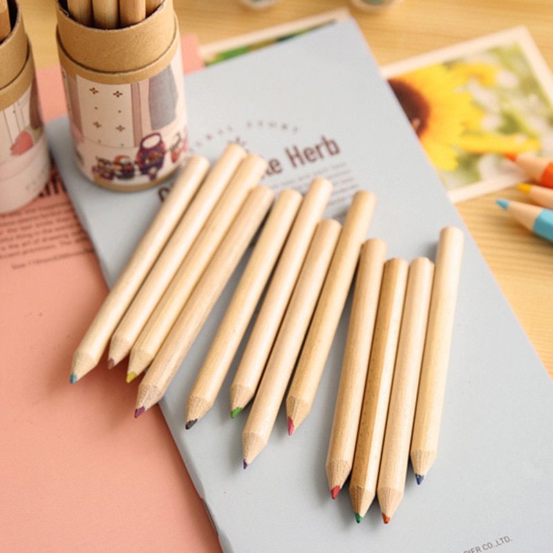 Juego de lápices de colores de madera con sacapuntas, 12 unidades por lote, lápiz de madera Natural para colorear, para dibujar, pintar, crayones