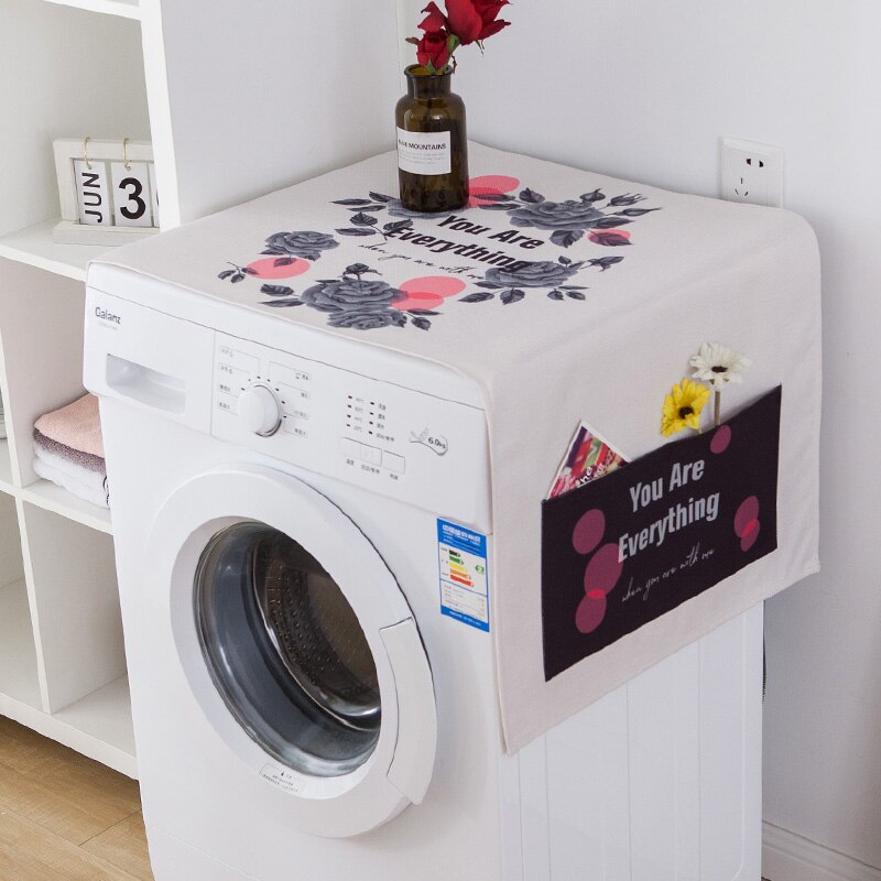 Dust Cover Washing machine Cotton linen Refrigerator leaves palm Japanese modern wave cover