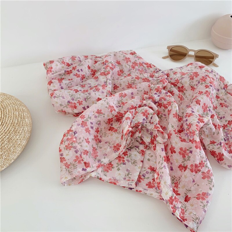 Wlg piger bluser børn sommer korte ærmer blomsterprintet fede søde skjorter baby pige smukke toppe til 1-6 år: 6t