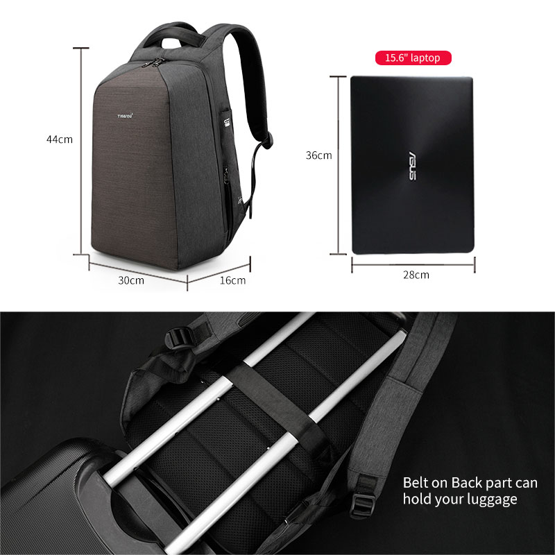 Tigernu-Mochila multifunción antirrobo para ordenador portátil, morral para ordenador portátil de 15,6 pulgadas con puerto USB, para viaje diario, informal