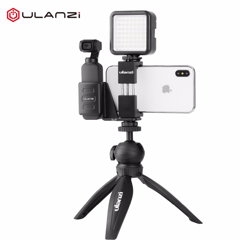 Ulanzi OP-1 Osmo Pocket Smartphone Tripod Mount Vaste Stand Bracket Houder w Mini LED Video Licht voor DJI Osmo Pocket gimbals