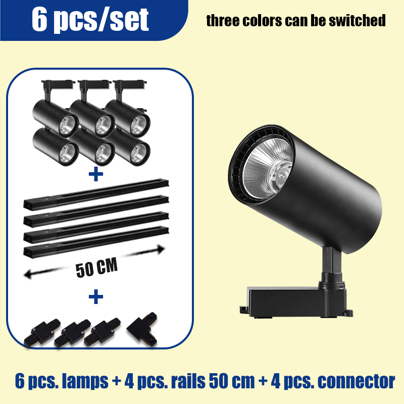 Led-railverlichtingsset, 110v rails, 3 kleuren, veranderbare plafond- en wandlampen, railspots, led-spots voor kledingwinkels: Rgb / Blauw