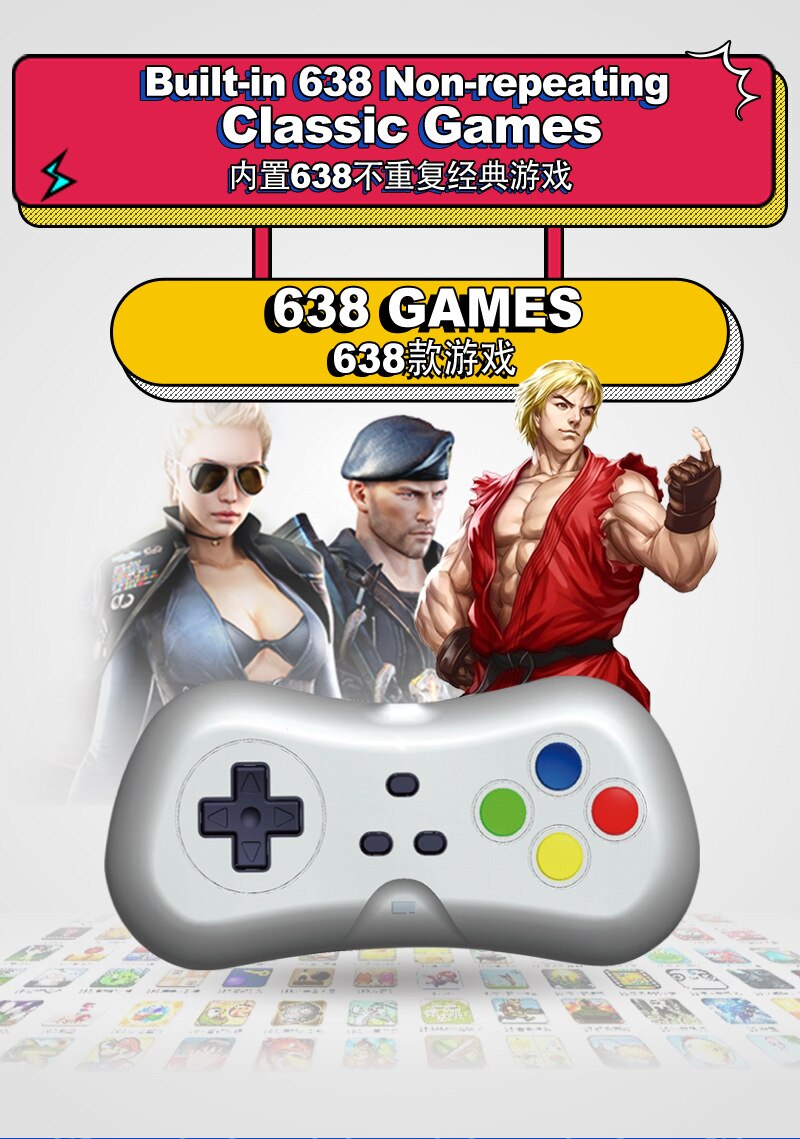 mini senza fili HD TV macchina del gioco classico nostalgico rosso e bianco macchina u Bao HD consolle di gioco 638 giochi