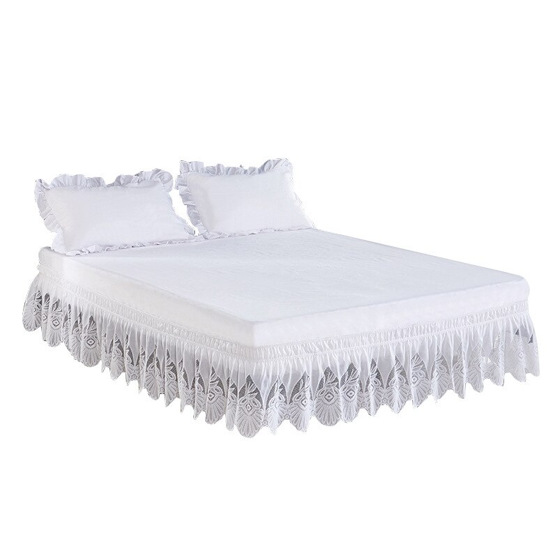 Blonder flæser ren farve seng nederdel elastisk løs seng forklæde seng nederdel dobbelt fuld queen king size seng indretning