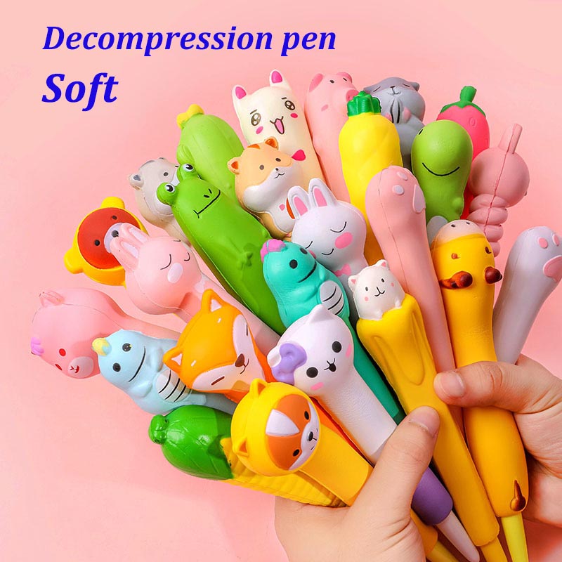 1Pcs Cute Soft Gel Pen Kawaii Decompression Pen Stationery Office School Supply Lovely Cartoon Pen Sponge Slow Rebound Gel Pen