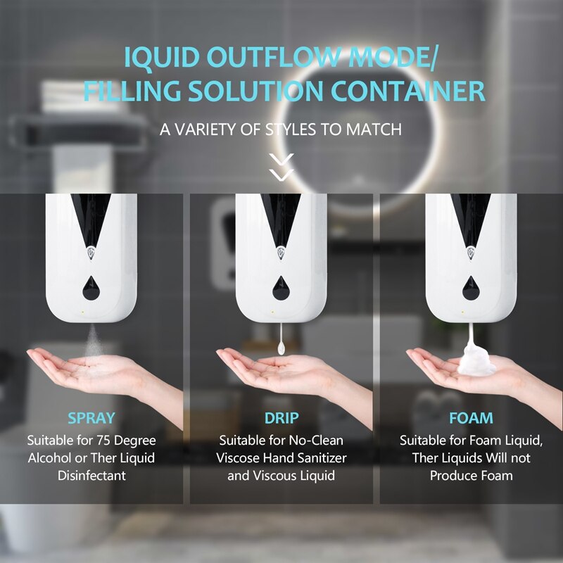 1200ml Wall-Mounted Automatic Sensor Soap Dispenser with Infrared Body Temperature Measurement, with Base Tray
