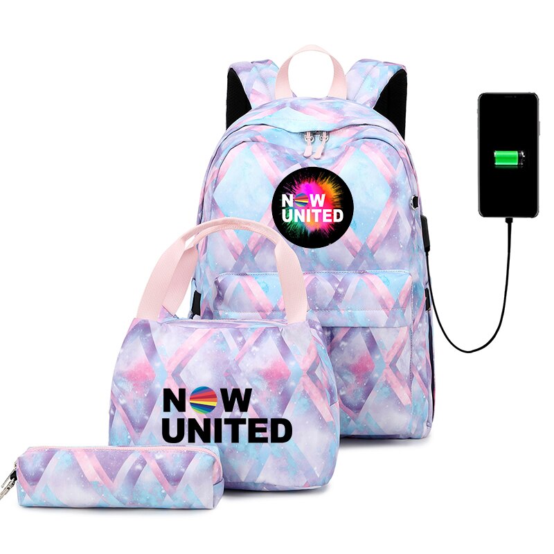 3 stücke Jetzt Vereinigten Schule Rucksack Student USB Lade Schöne Reise Rucksack Für Kinder Teenager Schule tasche Mochila: 007